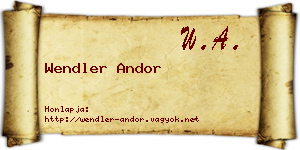 Wendler Andor névjegykártya